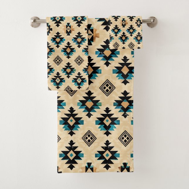Cool Western tiled pattern  Bath Towel Set (Insitu)