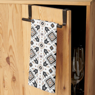 Cool Western tiled pattern  Tea Towel