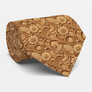 Cool Western tooled leather pattern Tie