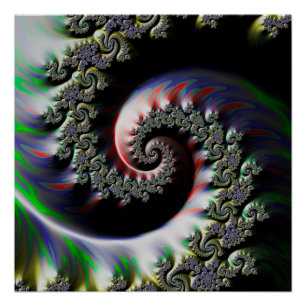 Cool Wet Paint Fractal Swirl of RGB Primary Poster