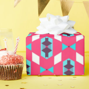 Cool Whimsical Initial Geometric Baby Birthday Wrapping Paper