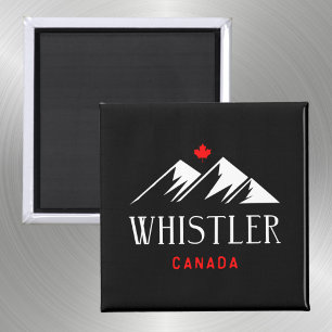 Cool Whistler Canada Mountains Maple Leaf Dark Magnet