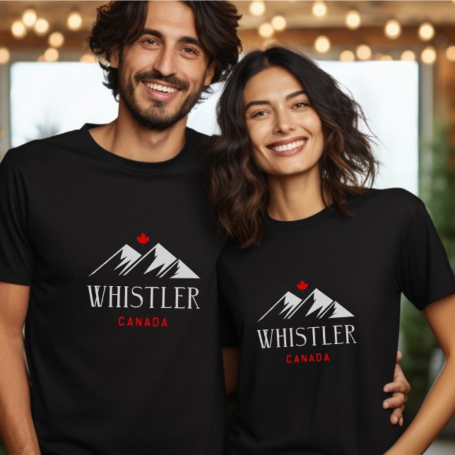Cool Whistler Canada Mountains Maple Leaf Dark T-Shirt (Creator Uploaded)