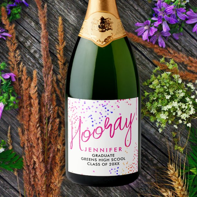 Cool White Confetti Graduate Party Sparkling Wine Label (Creator Uploaded)