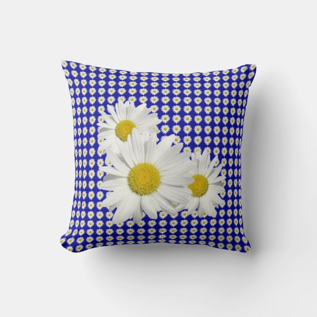 Cool White Daisy Crush Cushion (Front)