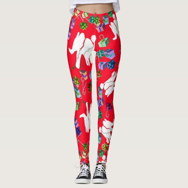 Cool white elephant Christmas gift  Leggings (Front)