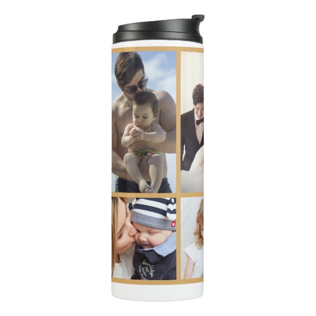 Cool White Gold Best Dad Ever Father's Day Photo Thermal Tumbler (Rotated Left)
