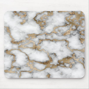 Cool White Gold Marble Texture Mouse Mat