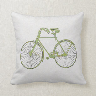 cool white green bicycle Throw pillow