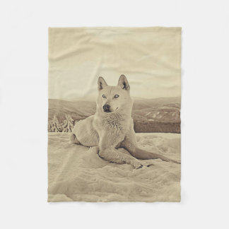 Cool White Husky And Snow Gift Lovers Fleece Blanket