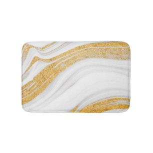 Cool White Marble Gold Glitter Bath Mat