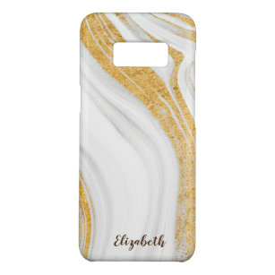 Cool White Marble Stone Gold Glitter Case-Mate Samsung Galaxy S8 Case