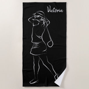  Cool White Modern Add Your Name Customised Ladies Beach Towel