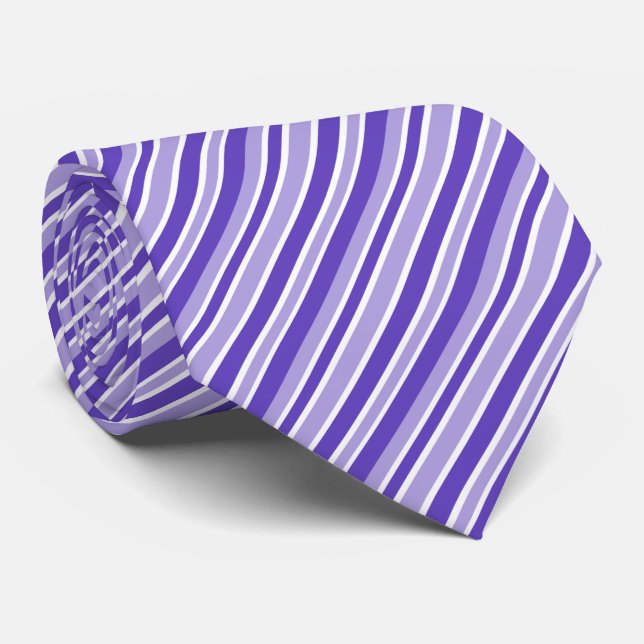 Cool white purple stripe pattern neck tie (Rolled)