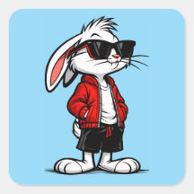 Cool White Rabbit in Red Jacket