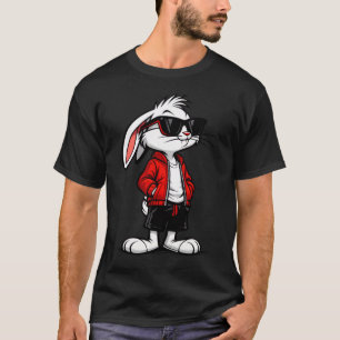 Cool White Rabbit in Red Jacket T-Shirt