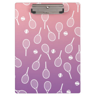 Cool White Retro Tennis Racquets Pattern Gradient  Clipboard
