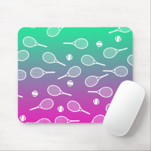 Cool White Retro Tennis Racquets Pattern Gradient  Mouse Mat