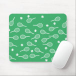 Cool White Retro Tennis Racquets Pattern Green  Mouse Mat<br><div class="desc">White and green Tennis Rackets Pattern For Him | Summer Tennis Court. Gift for tennis player, white racquet tennis match on a green background. Personalised Gift for a tennis player. Trendy tennis players home decor. Trendy modern tennis player gifts. Cool retro modern gift for your school tennis coach or school...</div>
