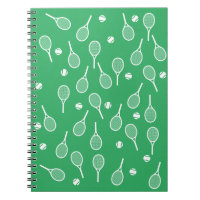 Cool White Retro Tennis Racquets Pattern Green