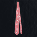 Cool White Retro Tennis Racquets Pattern Pink Neck Tie<br><div class="desc">White and Pink Tennis Rackets Pattern For Him | Summer Tennis Court. Gift for tennis player, white racquet tennis match on a background. Personalised Gift for a tennis player. Trendy tennis players home decor. Trendy modern tennis player gifts. Cool retro modern gift for your school tennis coach or school tennis...</div>