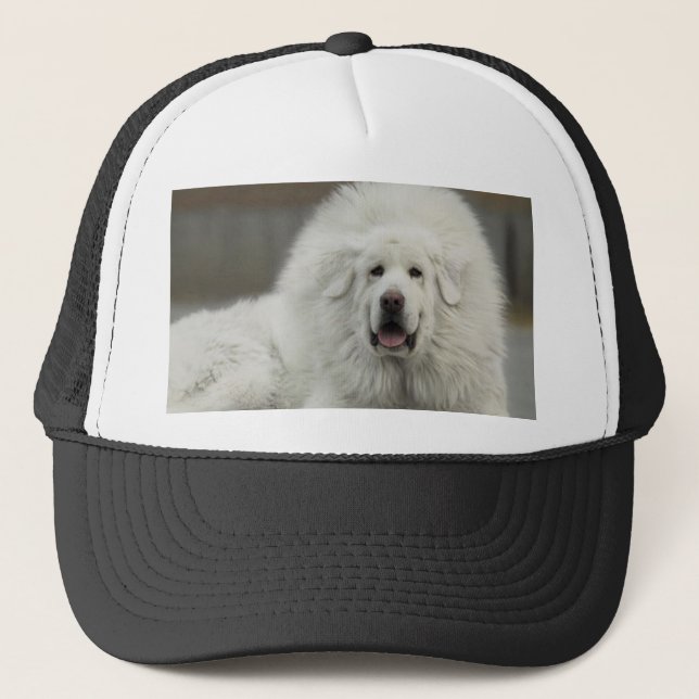 cool White Tibetan Mastiff Trucker Hat (Front)