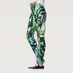 Cool White Tiger Head - Tiger Leggings
