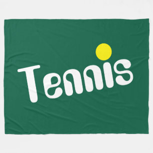 Cool White Yellow TENNIS Text On Hunter Green Fleece Blanket