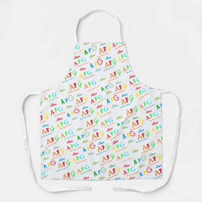 cool whiteapron with pattern of color names apron (Front)