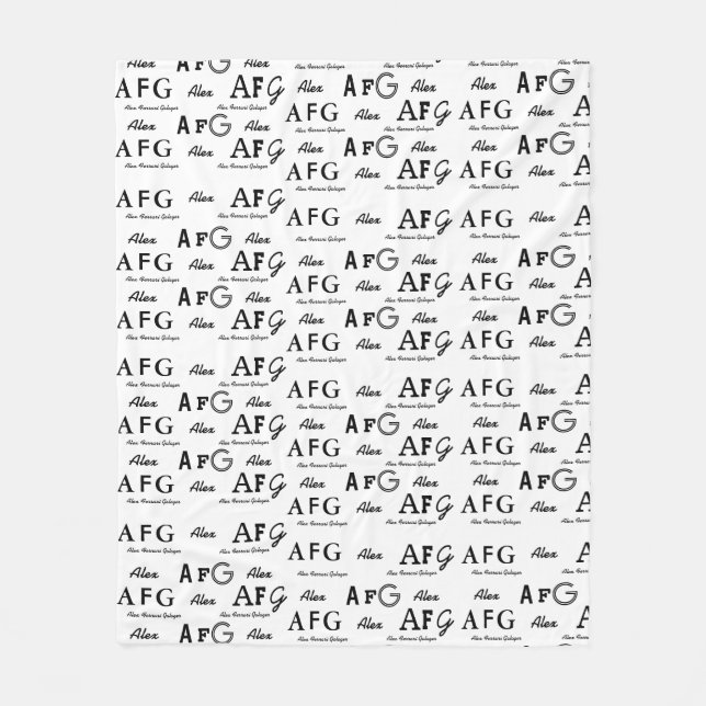 cool whiteblanket with pattern of black names fleece blanket (Front)
