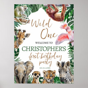 Cool Wild animals Birthday Party Welcome Poster