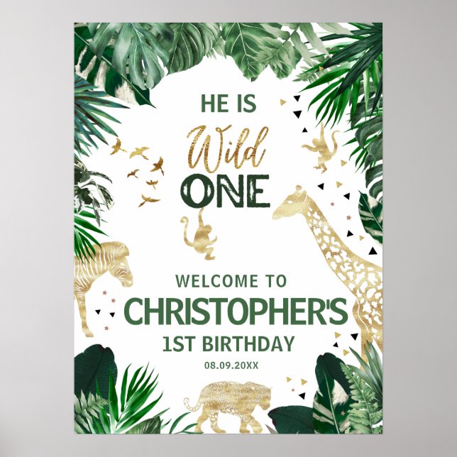 Cool Wild animals Birthday Party Welcome Poster (Front)