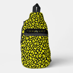 Cool Wild Black And Yellow Stylish Cheetah Pattern Sling Bag