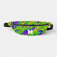 Cool Wild Green Purple Safari Animal Print Initial