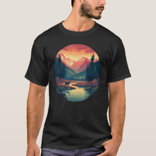 Cool wilderness National Park with Deer for hiking T-Shirt