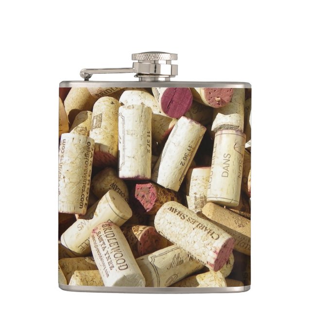 Cool Wine Cork Vinyl Wrapped Flask! Hip Flask (Front)
