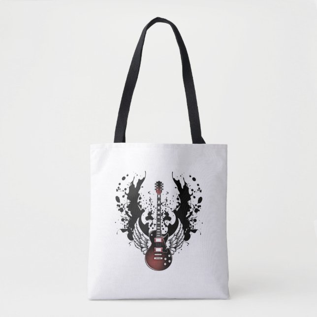 Cool Winged Guitar Rock Music Rockabilly Musician  Tote Bag (Front)