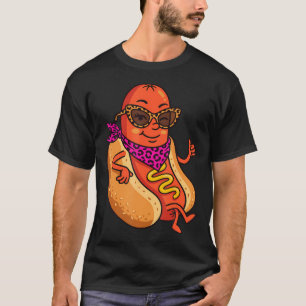 Cool Winking Hot Dog Sunglasses T-Shirt