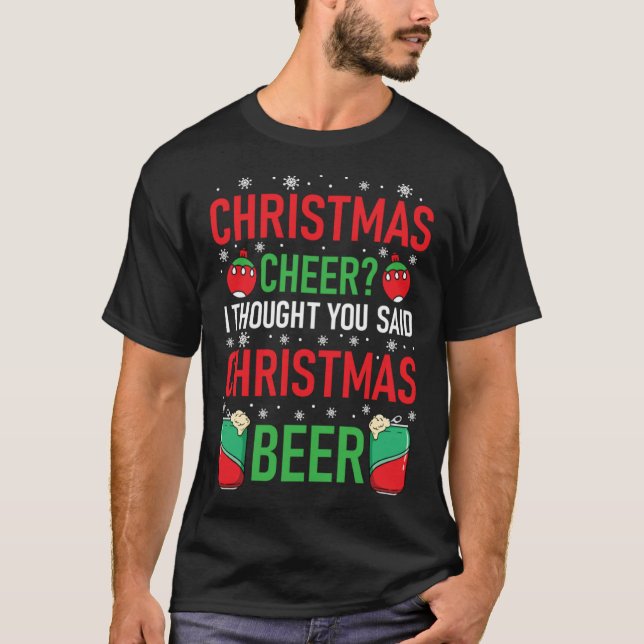 Cool Winter Holiday  Beer Drinking  Christmas Humo T-Shirt (Front)
