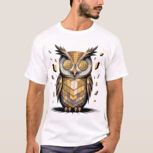 Cool Wise Owl with Bitcoin crypto Eyes T-Shirt