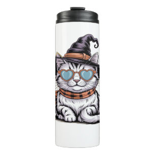 Cool Witch Cat – Cute Halloween Kitty with Heart G Thermal Tumbler