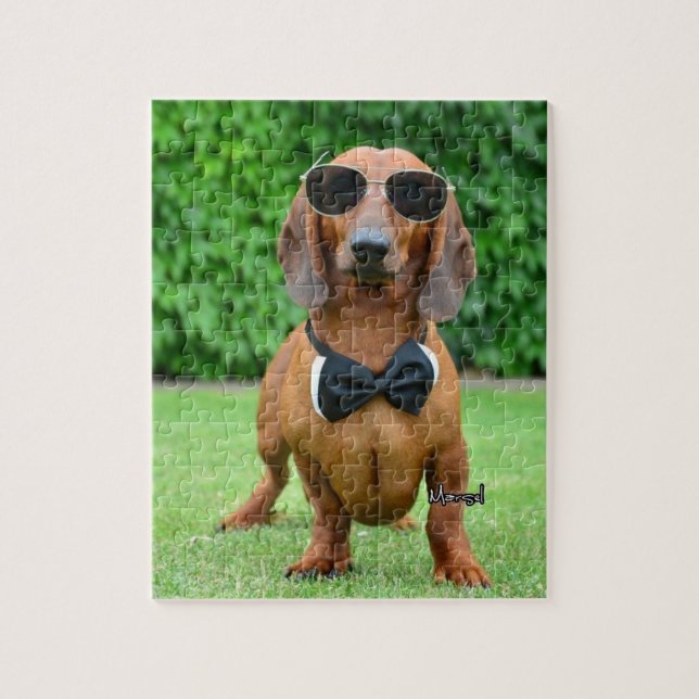 Cool with Sunglass Dachshund dog 110 puzzle (Vertical)