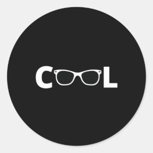 Cool - with white sunglasses classic round sticker