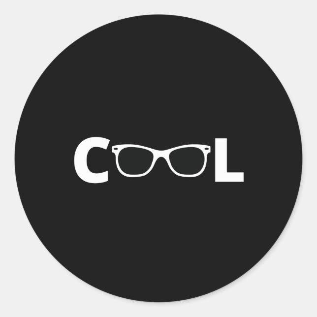 Cool - with white sunglasses classic round sticker (Front)