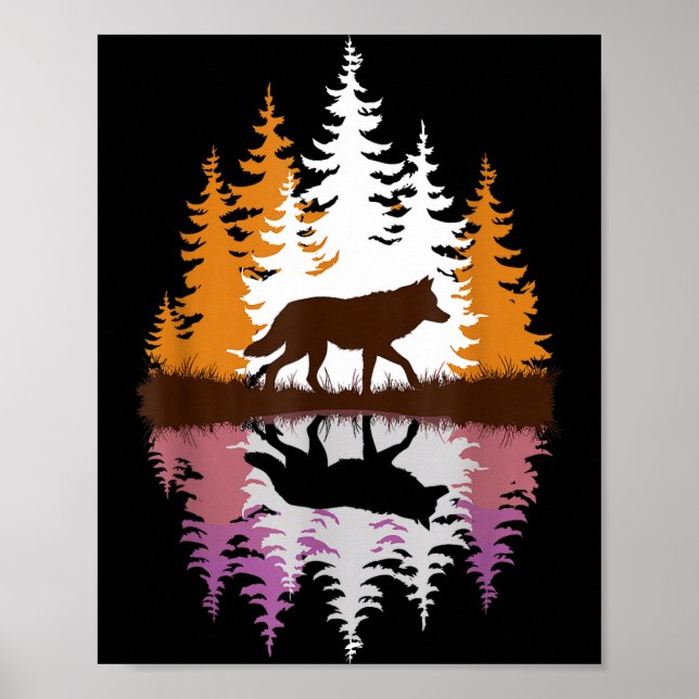 Cool Wolf Art For Men Women Howling Wolf Wolves Lo Poster (Front)