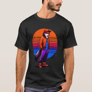 Cool Wolf Modern Urban Style Sunset Retro Art T-Shirt