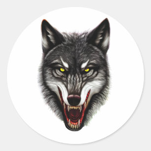 Cool Wolf Portrait  Classic Round Sticker