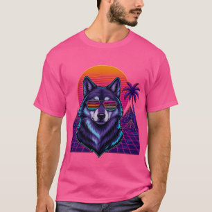 Cool Wolf Retro/Synthwave Design T-Shirt