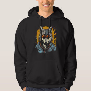 Cool Wolf Splash Paint Graphic Wildlife Face Wolf Hoodie