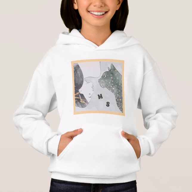 Cool Woman & Cat Black & White Gold (Front)